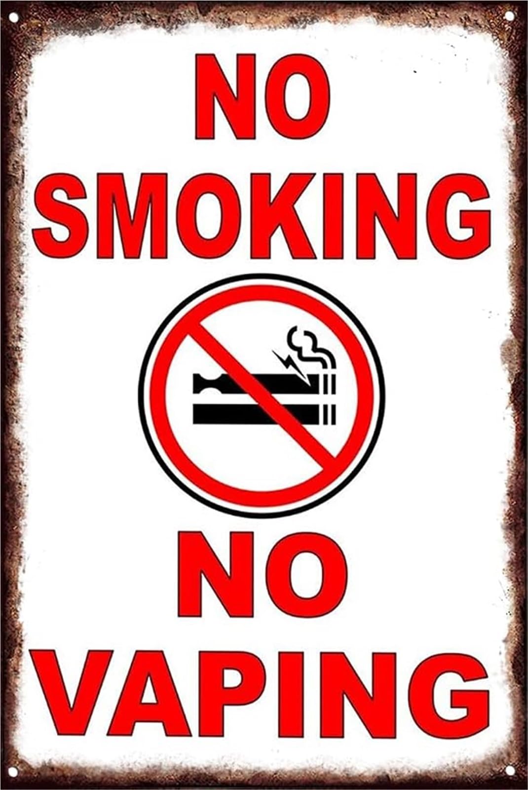 FNYUVNFAF Tin Sign No Smoking No Vaping Aluminum Plaque Outdoor Patio Garage Workshop 8 X 12 in