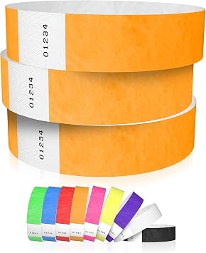 1,200 WristCo Neon Orange Tyvek Wristbands for Events