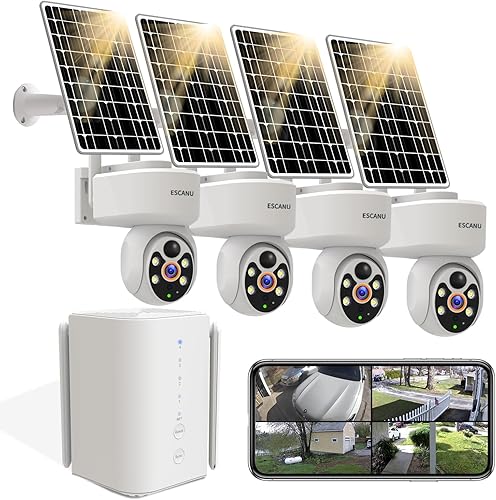 Sistema de cámaras de seguridad inalámbricas para el hogar, cámaras PTZ de energía solar para exteriores, detección de movimiento, visión nocturna,