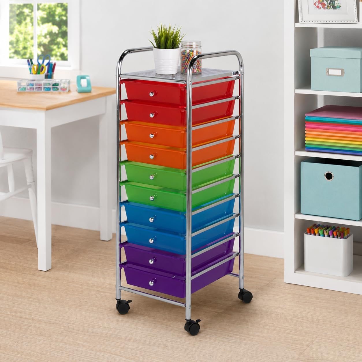 Honey-Can-Do Rolling Craft Storage Cart, Multicolored, 10-Drawer