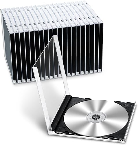 Kigley Jewel Cases Funda estándar transparente para CD Funda de DVD Reemplazo de protección (negro)