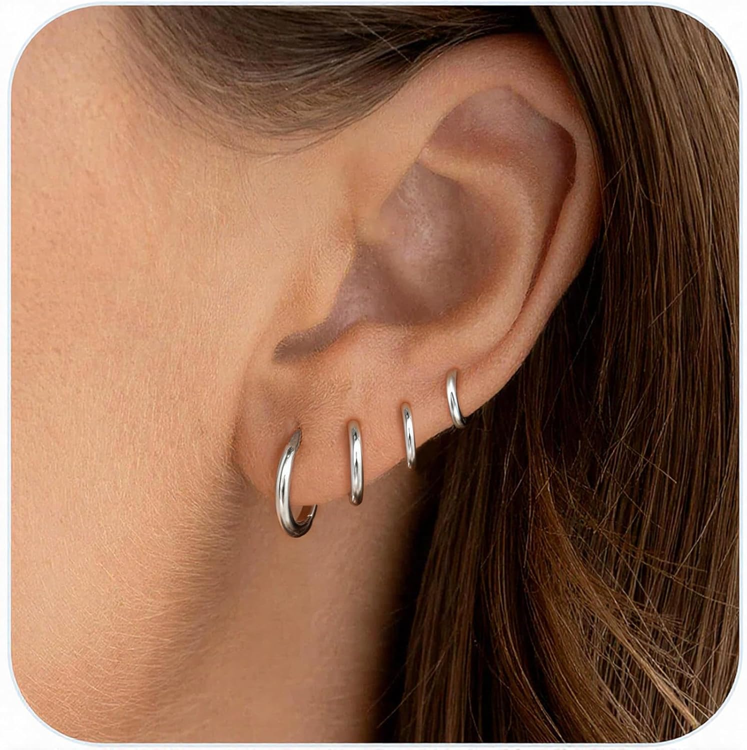 Small Hoop Earrings for Women -Gold Silver Huggie Cartilage Hypoallergenic Earrings for Men Surgical Stainless Steel with Cubic Zirconia for Helix Lobe - Image 2