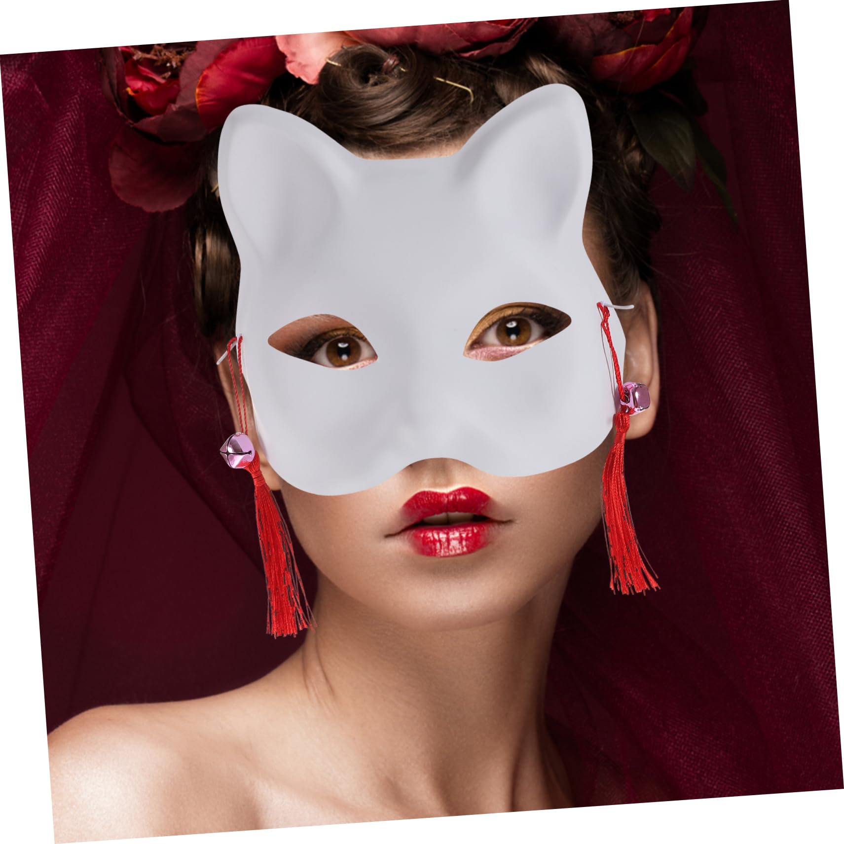 STOBAZA Japanese Cat Mask Set 2pcs Shape Masks for Costume Show Birthday Party