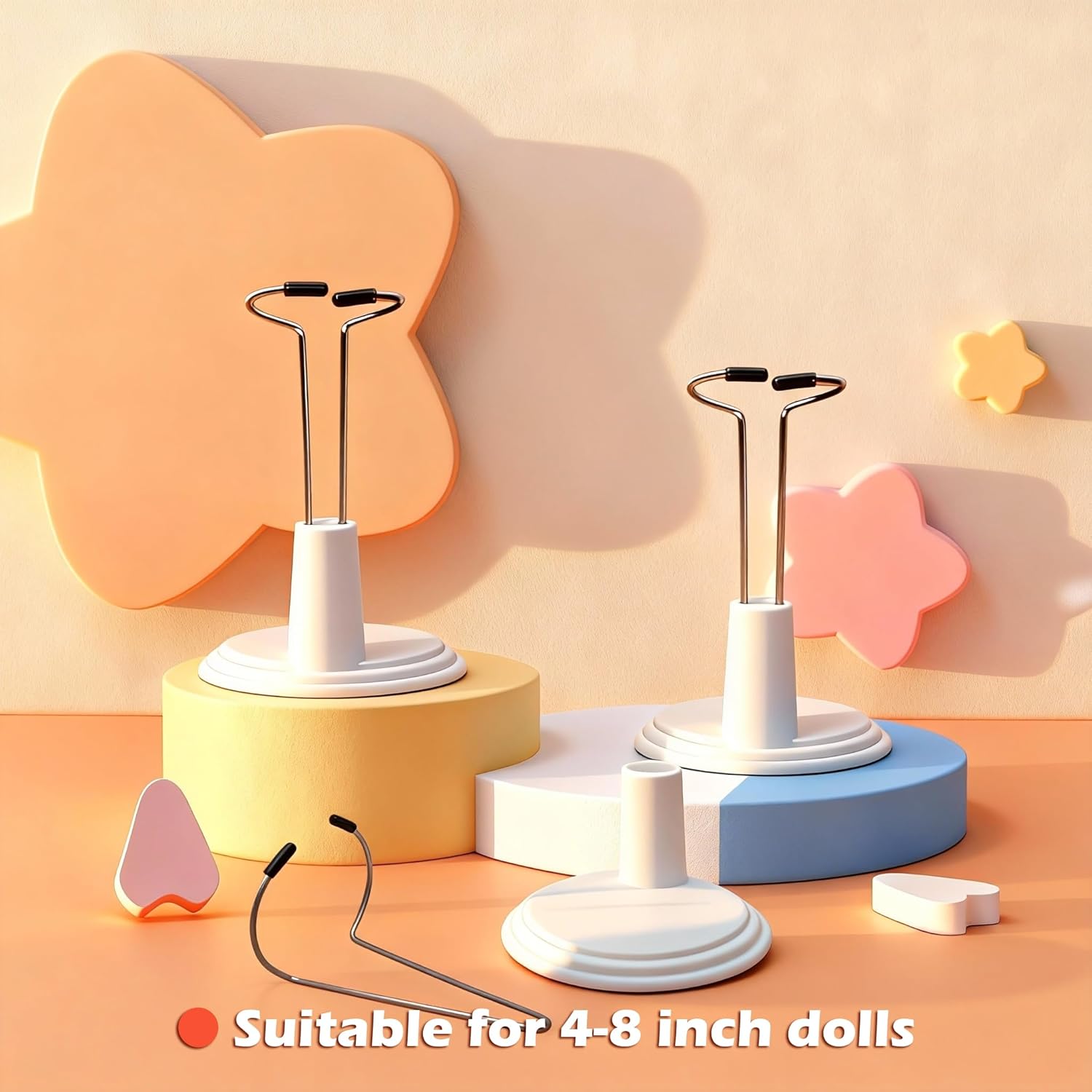 3 Pack Adjustable Doll Stand - Compatible with labubu, Display Holder for 4-8 Inches Figures, White Plastic Stand with Waist Clip, Stable Support for Collectible & Photography (Dolls Not Included)