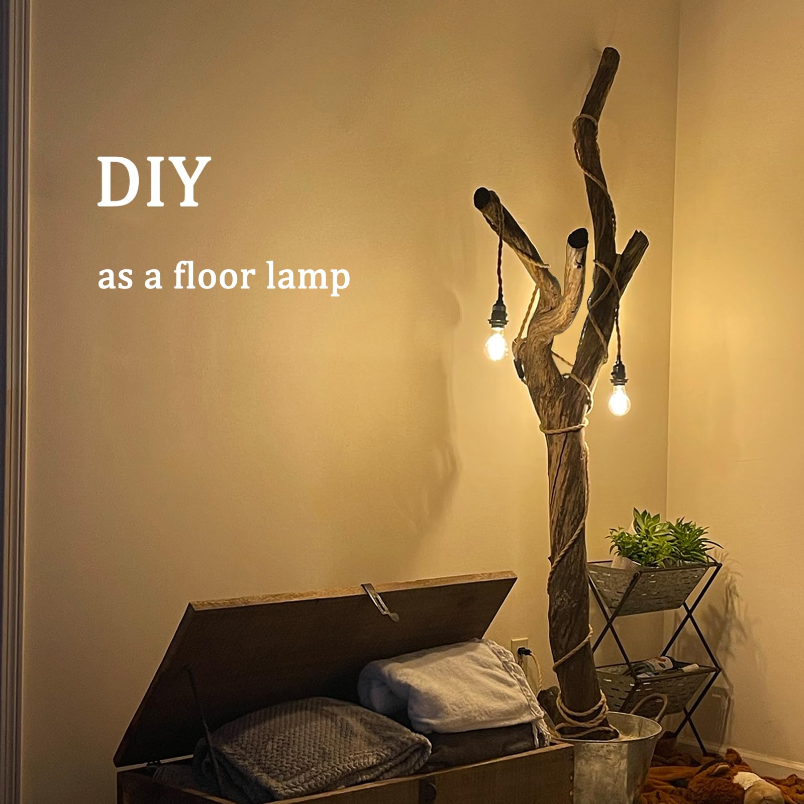 Hanfseil Pendelleuchte mit Stecker 2 Flammig E27 Fassung mit 6M Textilkabel Pendellampe Kit mit Schalten und Eu Stecken Vintage Seil Lampe DIY Hängeleuchte für Esszimmer Schlafzimmer