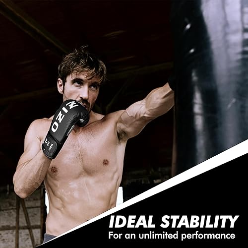 Miniatura 5 de Yazizo Guantes de boxeo y cuero sintético mate Muay Thai, guantes curvos, gancho y jab Target, juego de mano de boxeo para boxeo, bolsas pesadas,