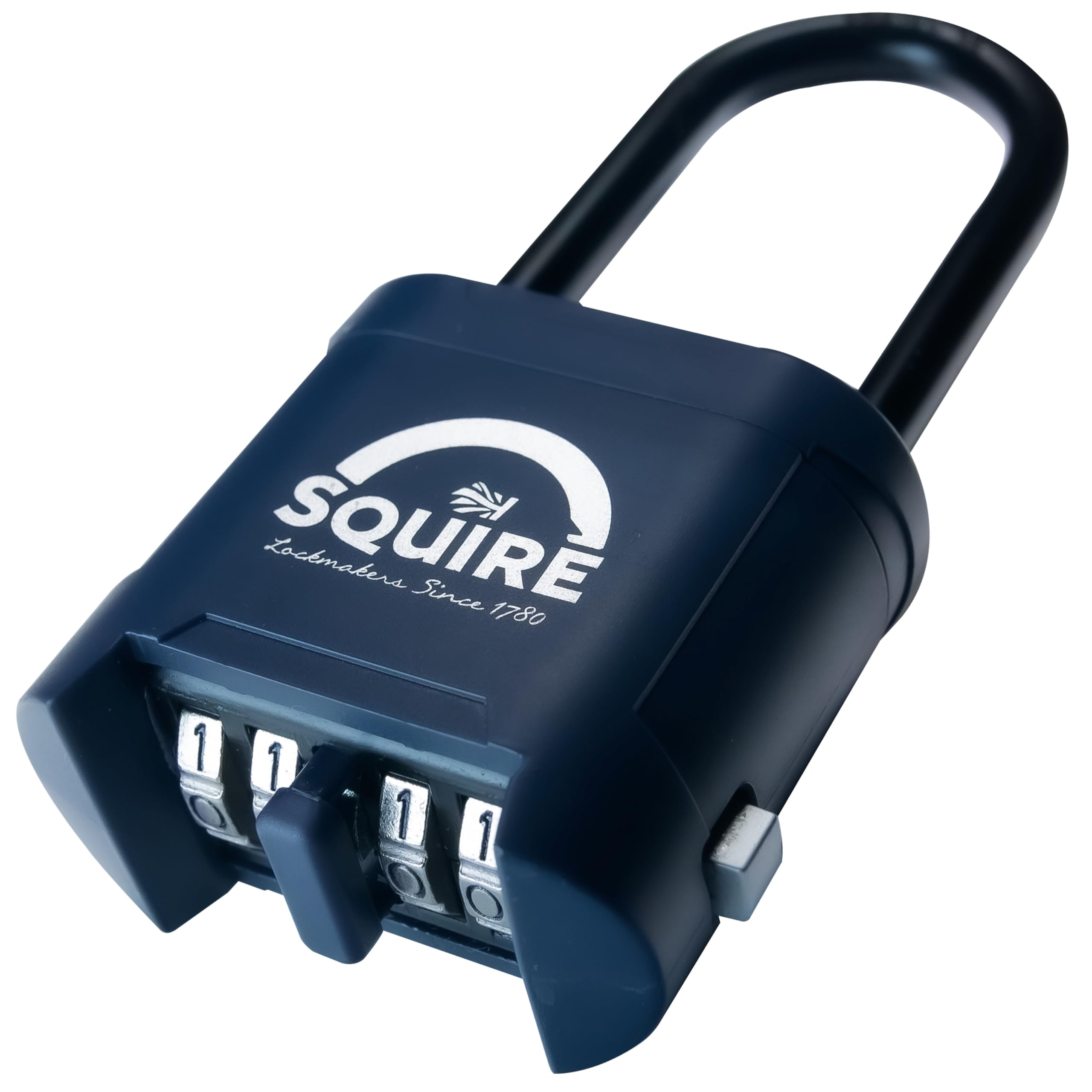Squire Mystic Combi BF60/2.5 Extra Long Shackle Heavy Duty Combination Padlock, 4 Wheel Code Lock for Gates Chains