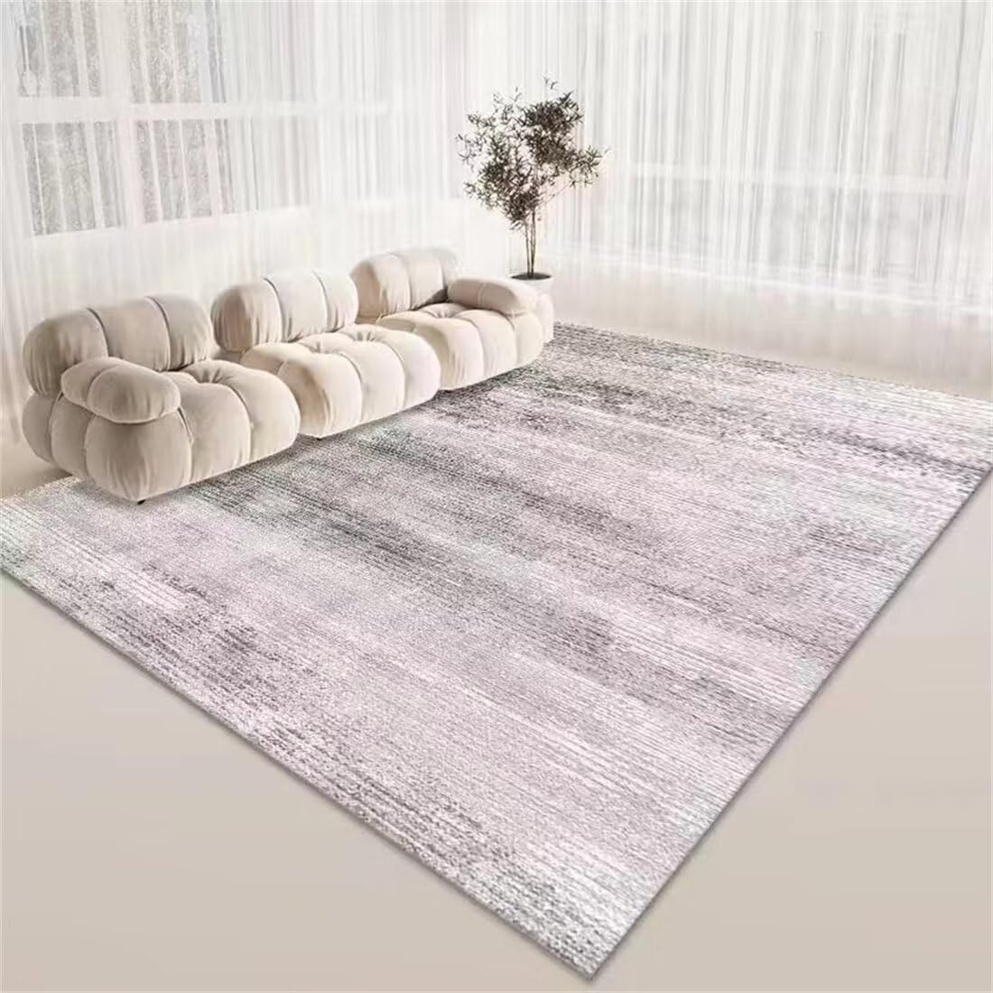 Anti Rutsch Schallschutz Teppich Farbbeständiger Grauer für Wohnzimmer und Esszimmer, traditioneller Stil, pflegeleicht Teppiche Schlafzimmer 70X200CM