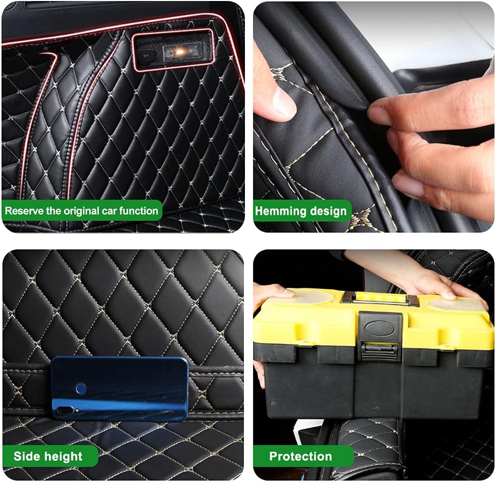 Full-Coverage Car Boot Mat Anti-Slip and Durable Leather Lining Protects The Car Suitable for 98% of Cars/Santanas/Suvs Black Blue