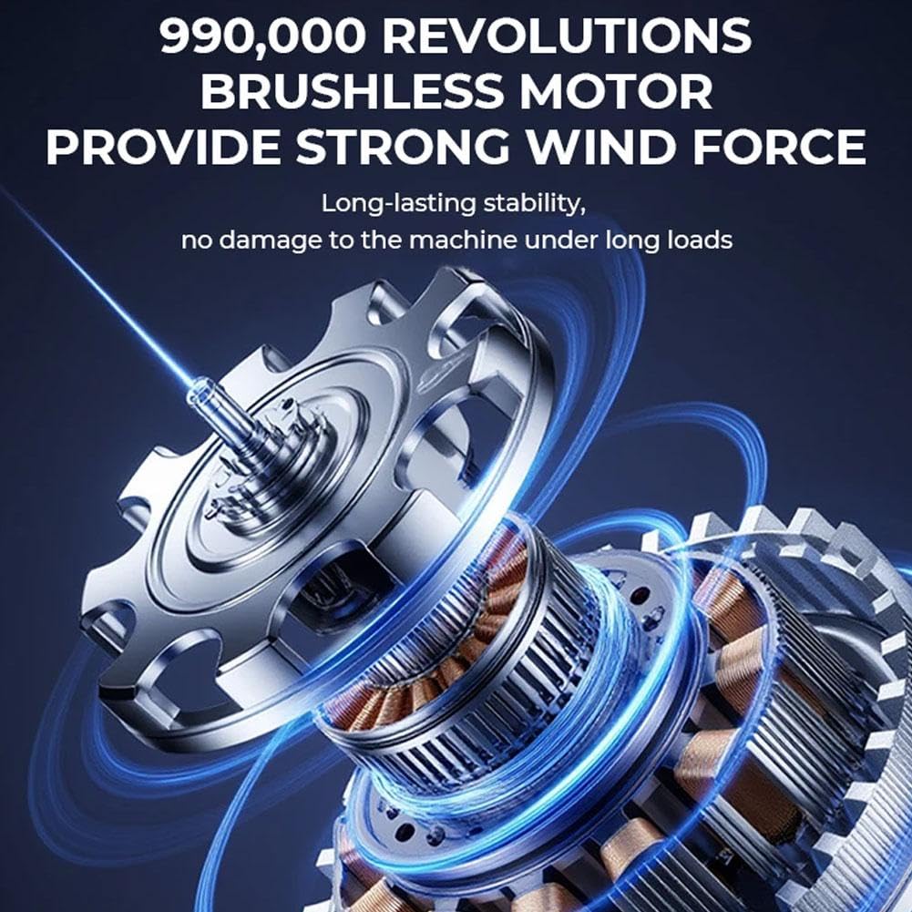 Mini turbo, spazzaneve portatile da 130.000 giri/min, a 3 velocità, portatile, con kit di aspirazione per asciugatura, rimozione S-now, pulizia
