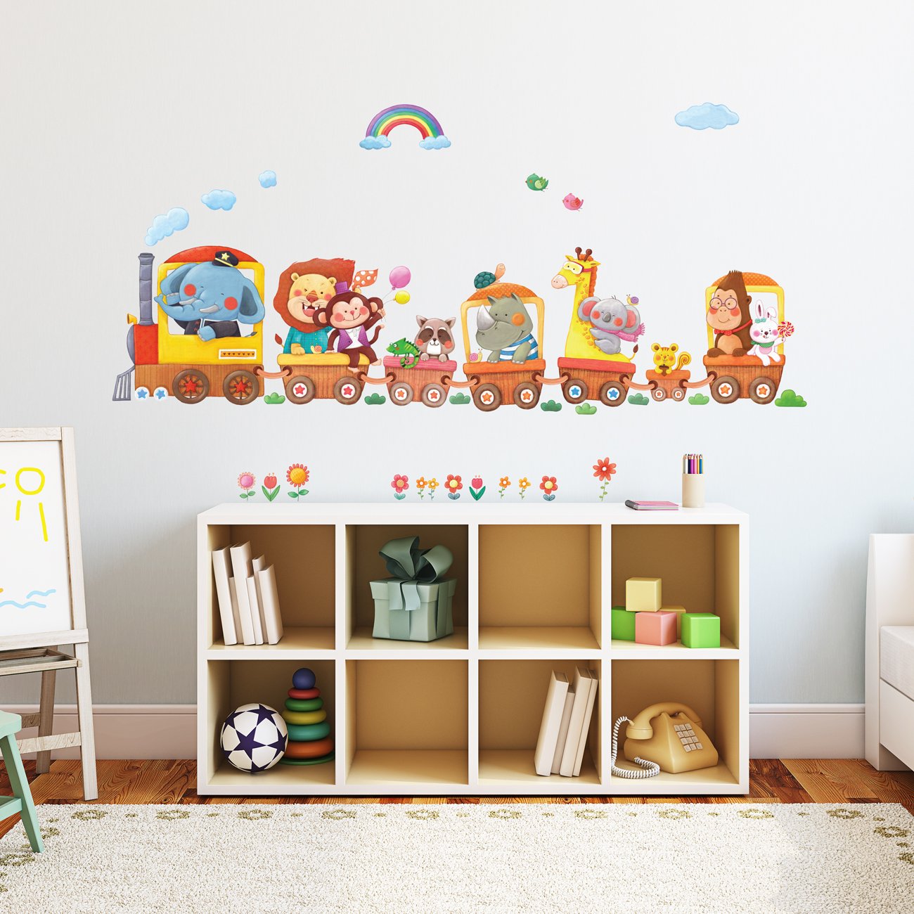 DECOWALL DS6-2003 Fleurs De Cerisier Aquarelle - Autocollants Muraux Décoratifs Pour Chambre Enfant, Salon Et Garderie