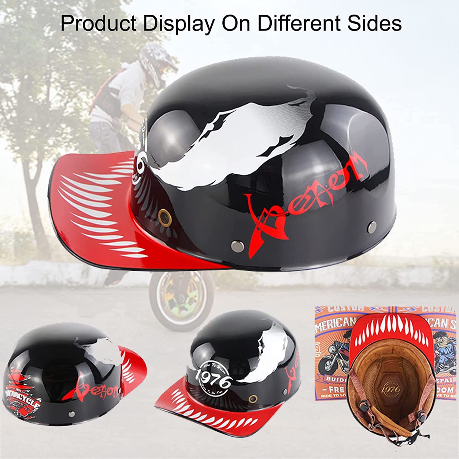 Casque Moto Style Baseball Rétro Pour Adulte - Homologué DOT, Unisexe, Protection ABS Et Fibre De Carbone