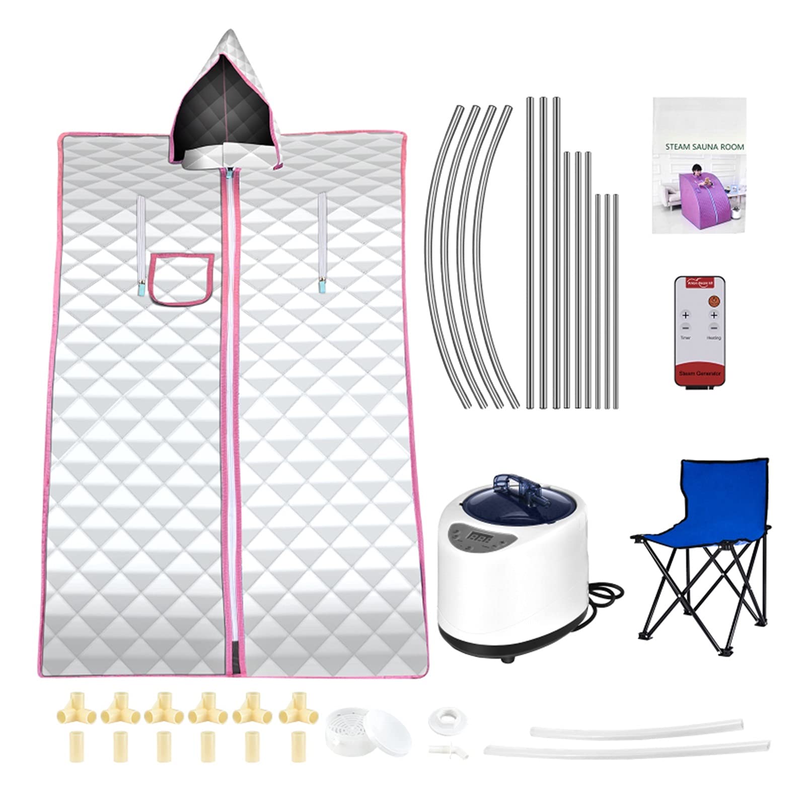 Infrarot-Saunadecke Portable Sauna Generator-Zimmer for Sauna SPA Größeres Zelt tragbares Dampfbad verlieren Gewicht Detox-Therapie-Dampffalten-Sauna-Kabine Fernsteuerbar(Color:Silver)