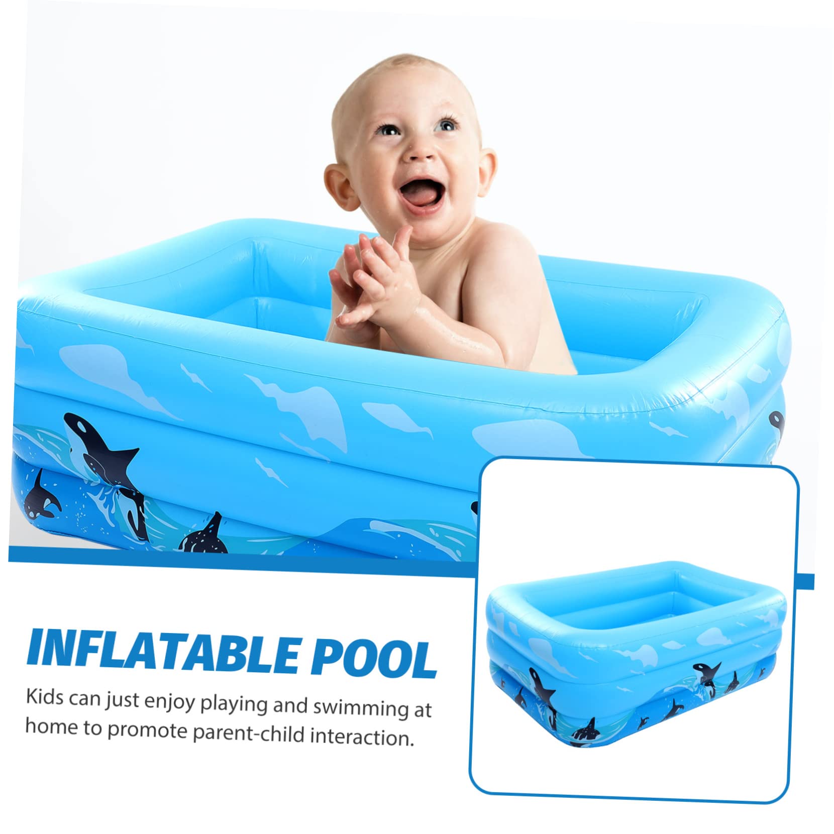 Piscina Hinchable Decoracion Verano para Niños, PVC Azul, Inflado Rápido