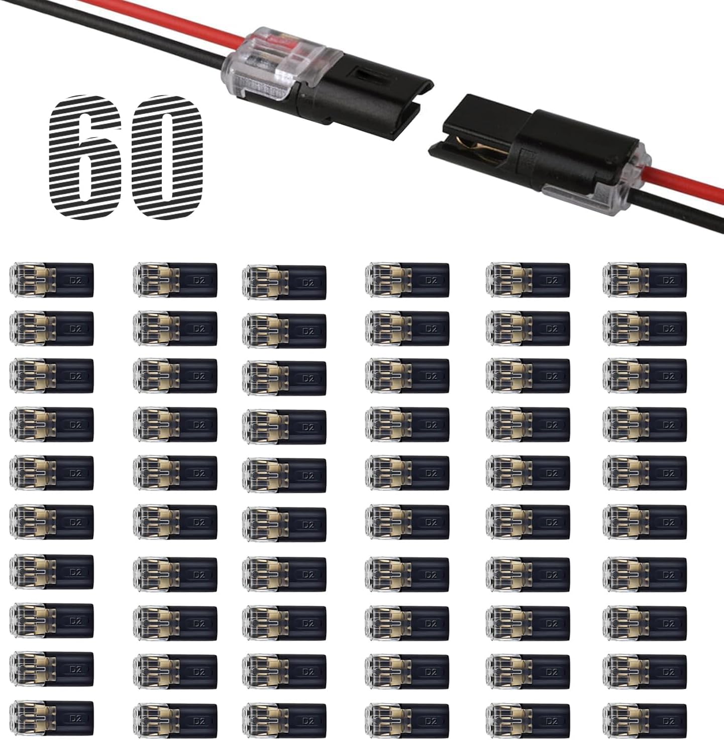 30pcs Low Voltage 2 Pin Quick Wire Connector, Led Light Strip Connectors 2 Pin, Double-Wire Plug-in Connector for LED Strips, Power Cables, Landscape Lighting (for 18-22 AWG)