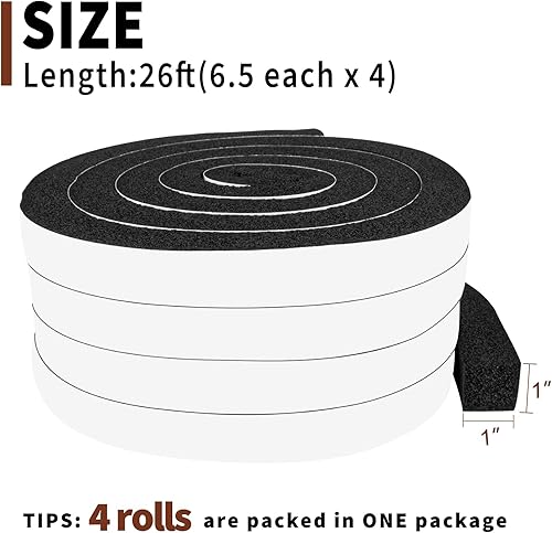 Miniatura 9 de Yotache Tira de aislamiento para aire acondicionado de celda abierta de 2 x 12 pulgadas, autoadhesivo tira de sello retardante de llama, 6.5 pies de