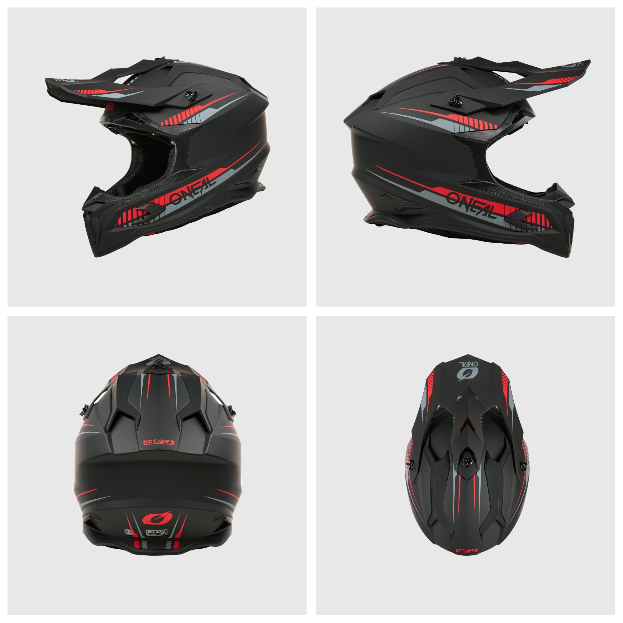 O'NEAL C-SRS Solid - Casco (Talla L), Color Negro y Rojo