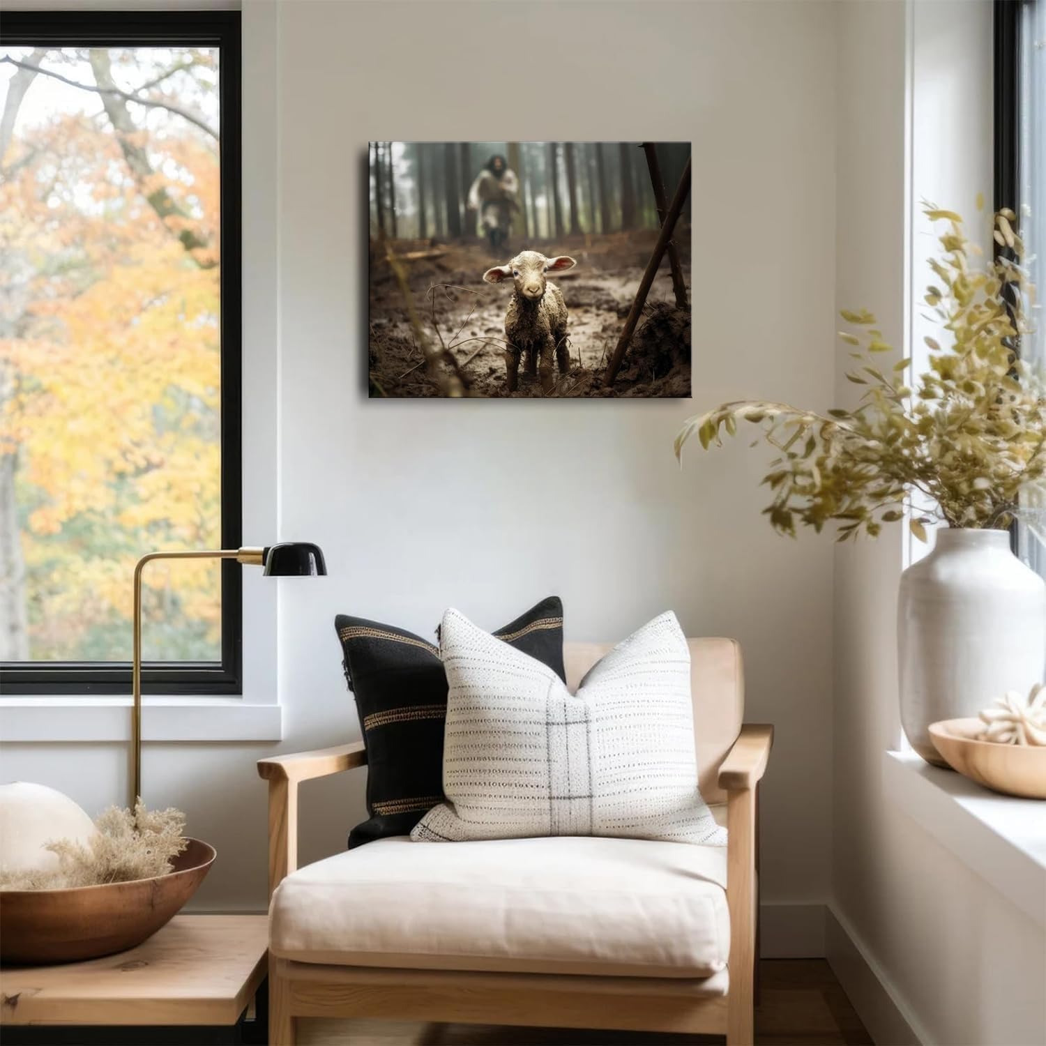 Ploceiny Christian Wall Art Faith Christ decorations Jesus and Lamb wall decor Picture Christian gifts for women serenity prayer wall Prints for prayer room home decor A-347 - Image 2