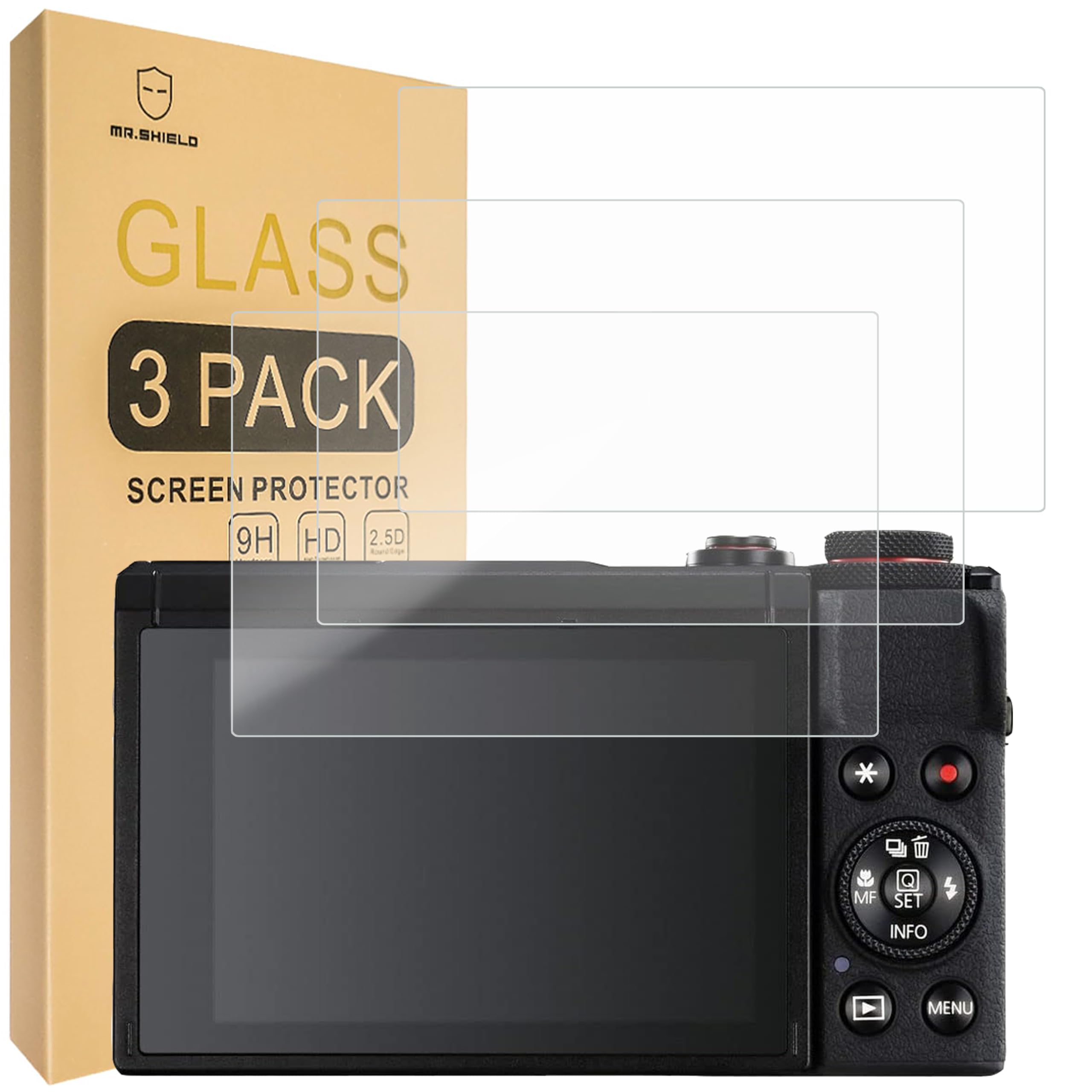 Mr.Shield 3 Sztuki Hartowane Szkło do Canon PowerShot G7 X Mark III | Ochraniacz Ekranu Odporny na Zarysowania HD Przejaśniać Hartowane szkło 9H