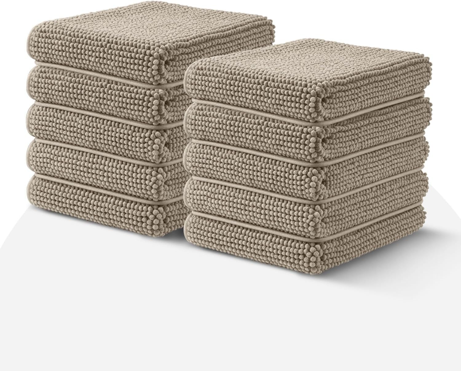 Hafaa Khaki Bath Mat Non Slip Anti Mould – (10 Pack) 40x60 cm Chenille Bathroom Mat
