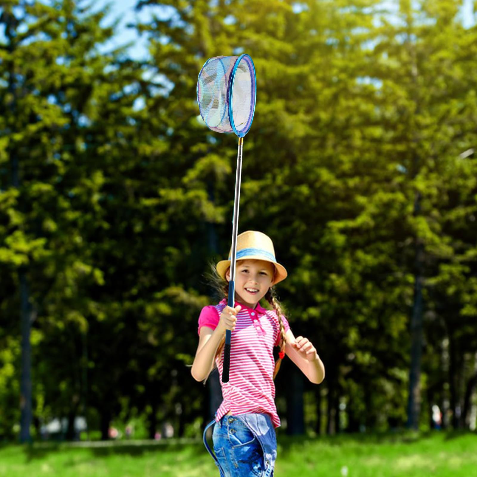 Vaskula éPuisette pour Enfants Filet Papillon Extensible Epuisette Enfant avec Manche Télescopique avec Seaux Pliables Our Enfant Capture de Poissons, Insectes et Papillon pour Enfants et Adultes