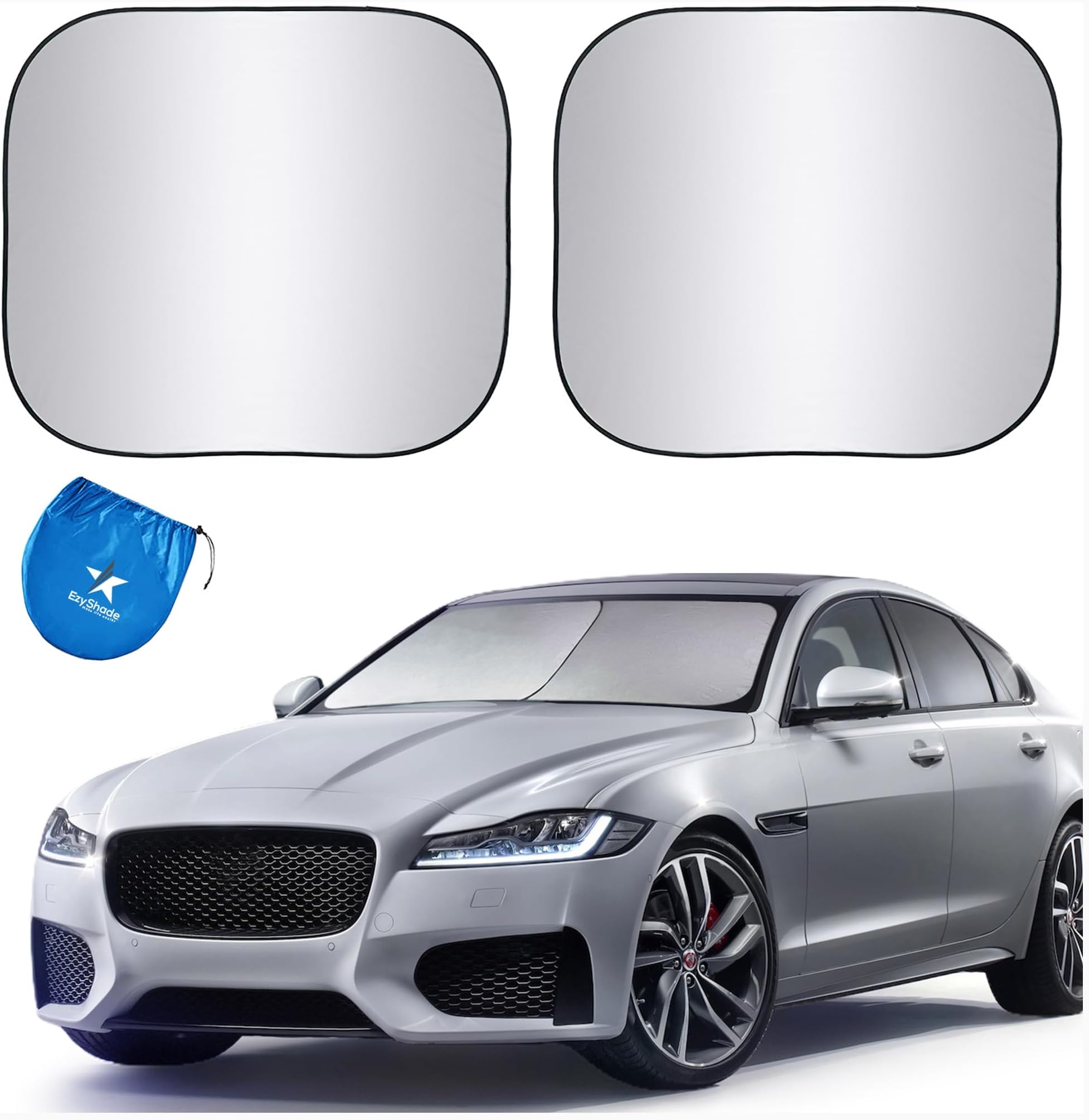 EzyShade Windshield Sun Shade with Shield-X Reflective Technology. See Vehicle Size-Chart. Foldable Car Sunshade for Front Windshield Window Car SUV Van Truck