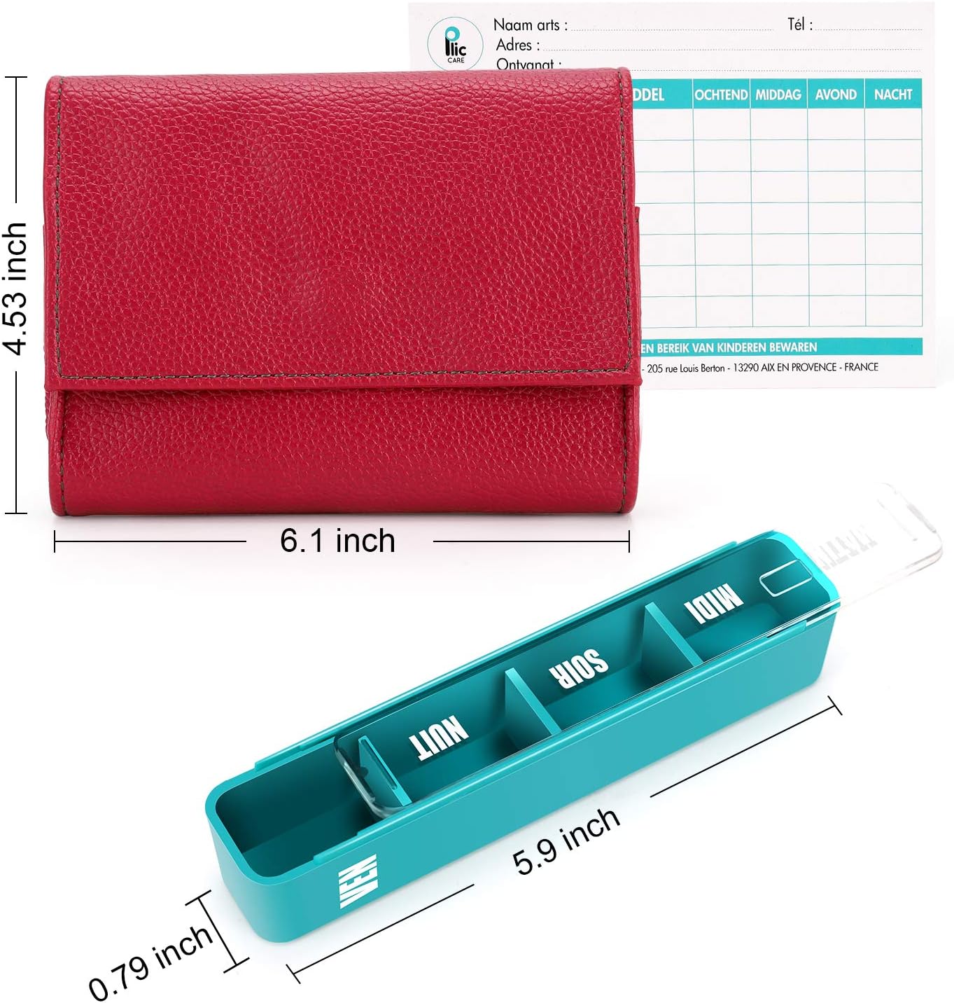 Weekly Pill Organizer 7 Day 4 Times a Day, Daily Pill Box Organiser 7 Day Portable Travel Organizer with PU Leather Case Large Daily Pill Cases for Pills/Vitamin/Fish Oil/Supplements - Red Wine : Health & Household