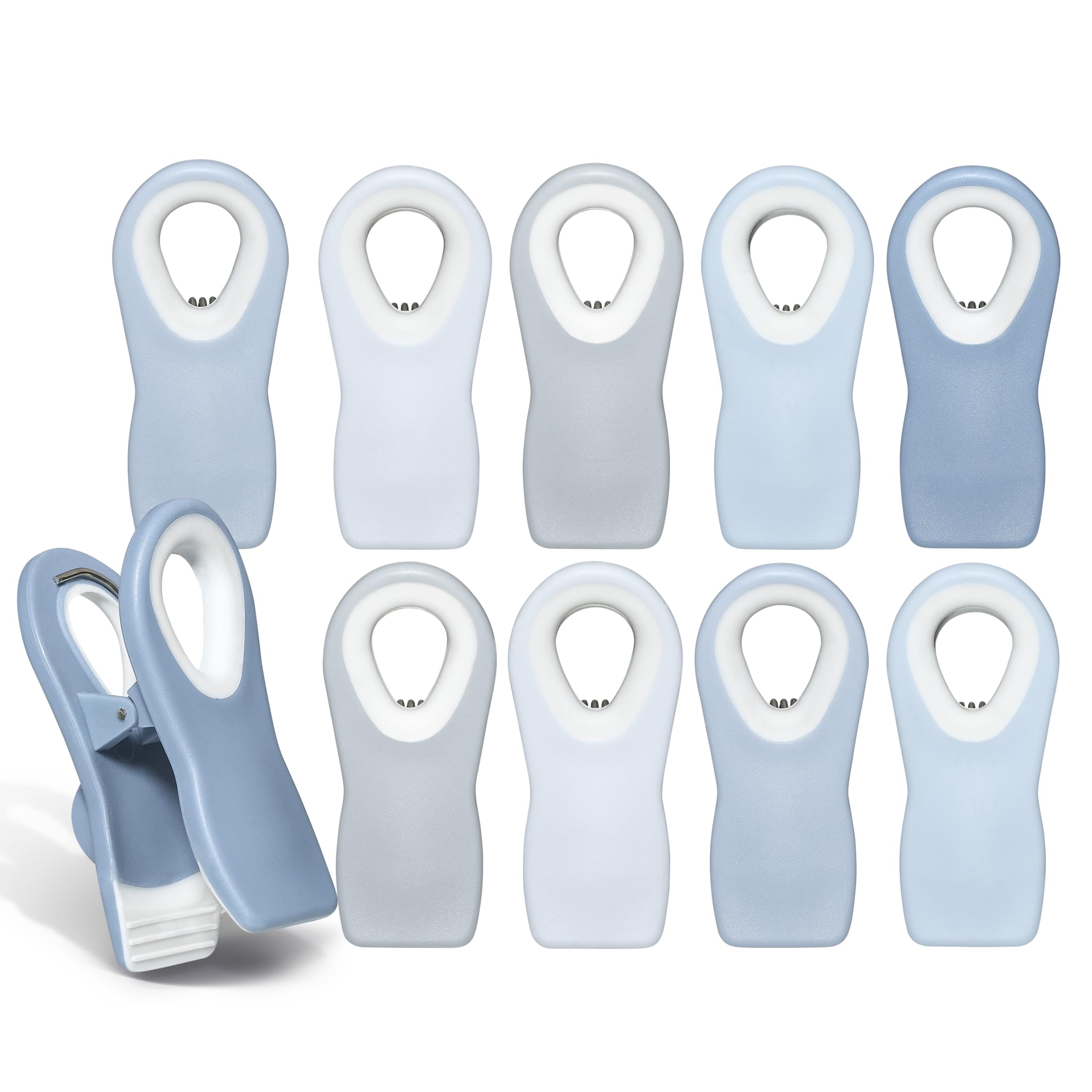 COOK WITH COLORBag Clips with Magnet - Chip Clips, Food Storage with Airtight Seal Grip for Bread, Snack and Food Bags (Blue and Grey, Pack of 10)