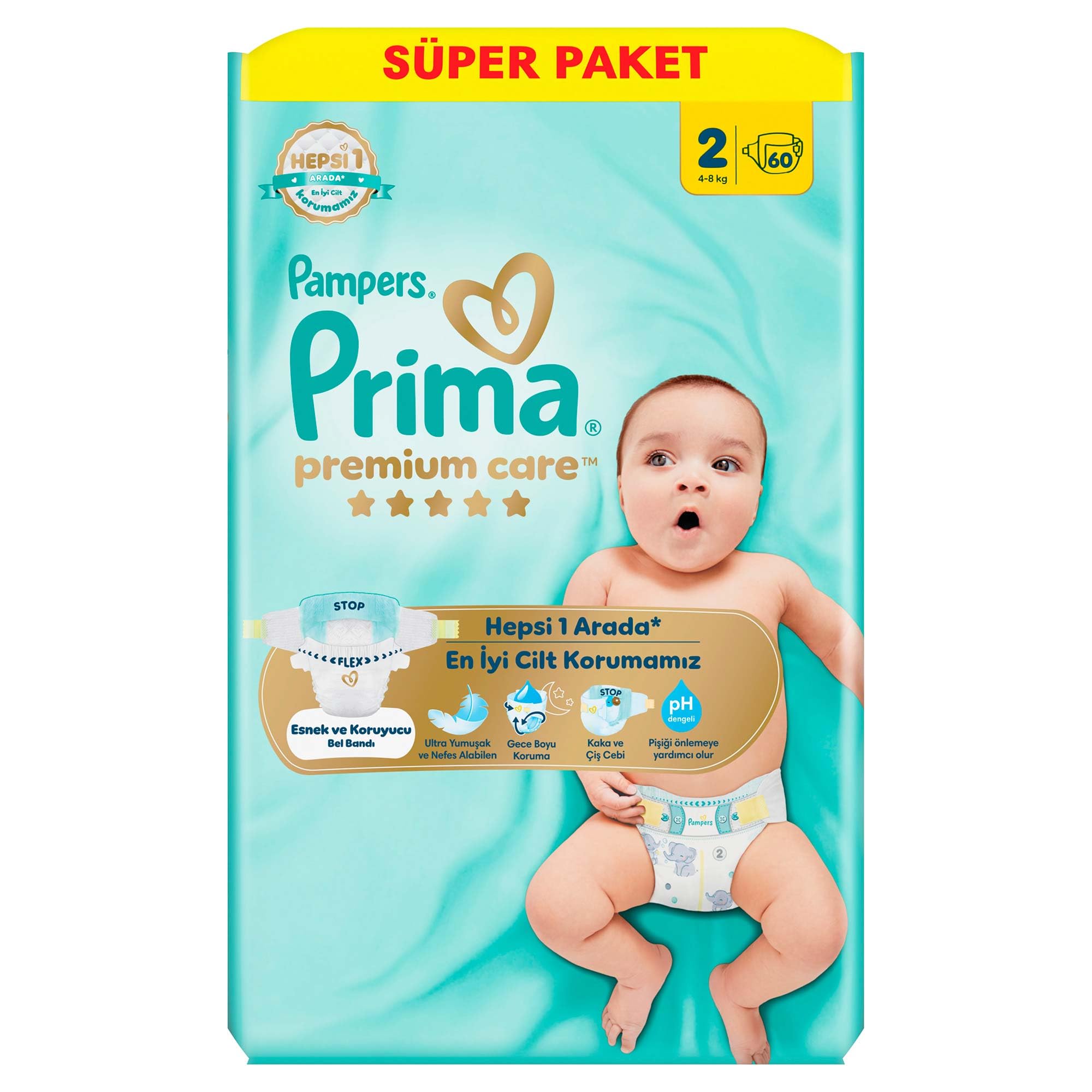 Prima Bebek Bezi Premium Care 2 Numara 60 Adet Ekonomik Paket