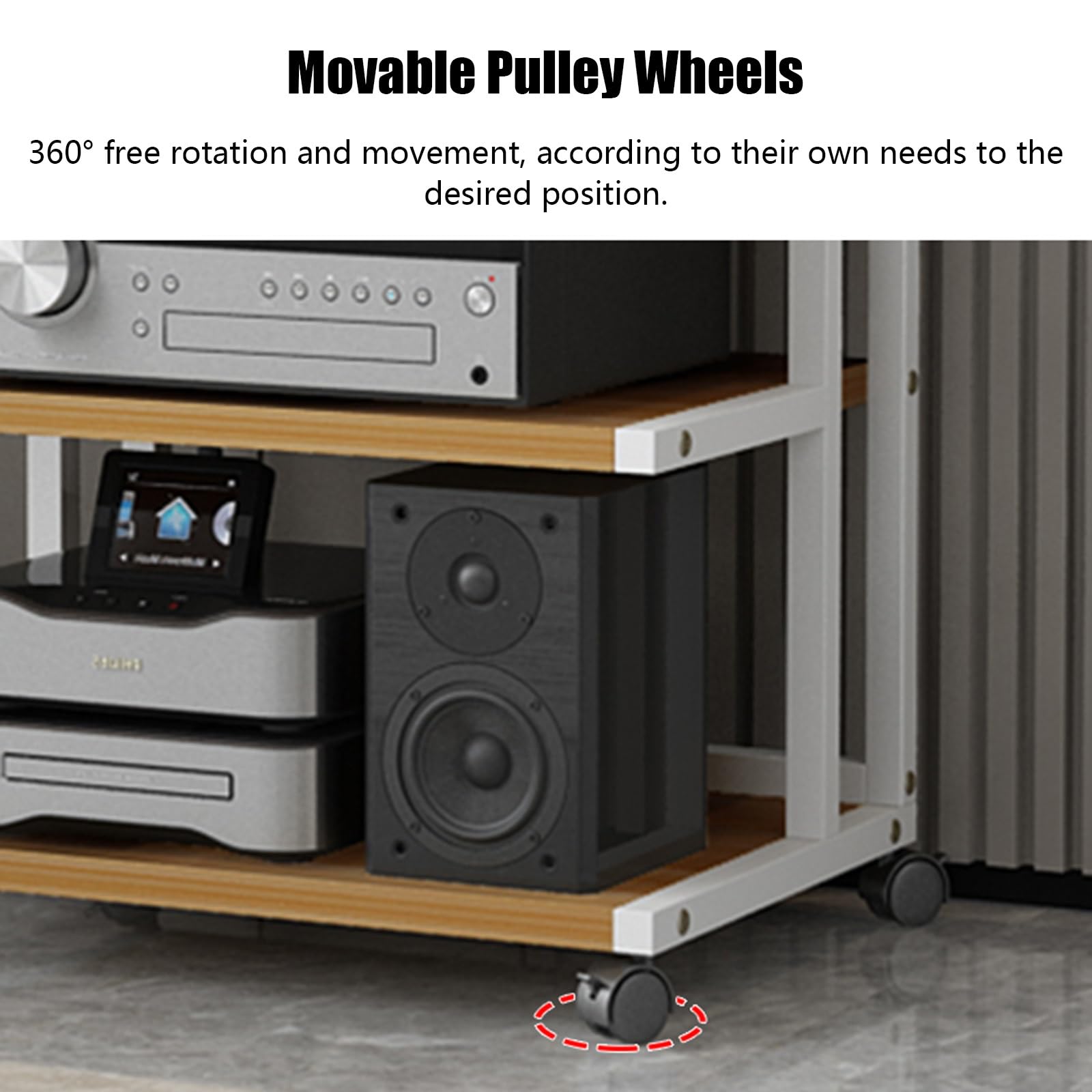 Wieża na sprzęt audio, Stojak na media 3 4-poziomowy biały, nowoczesny uchwyt do przechowywania odtwarzacza CD Półka konsolę gier wideo kina domowego(Black,4 tier 50x40x85.5cm)