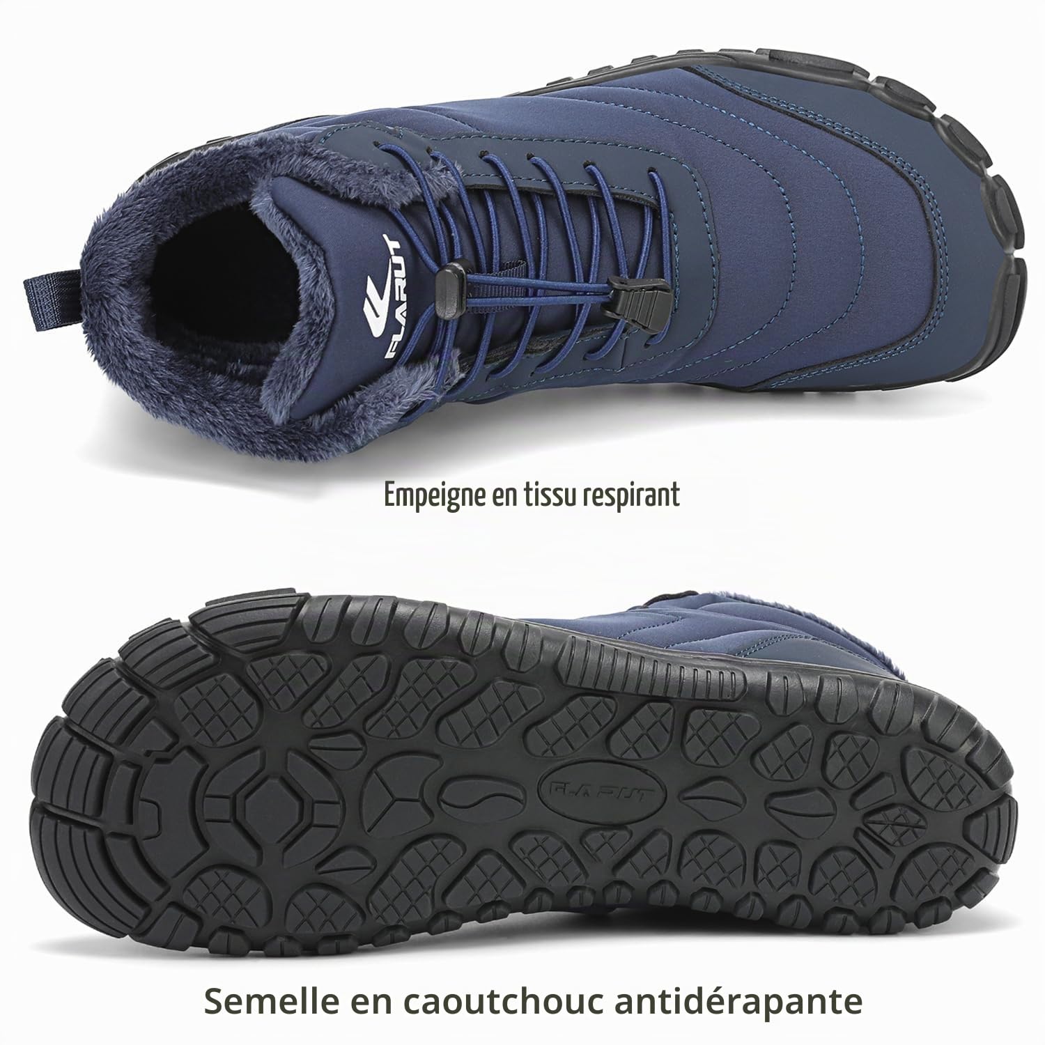 FLARUT Chaussures Barefoot d'Hiver Homme Femme Bottes Neige | Doublure Intérieure Chaude,Pointe Large,Léger,Hydrofuge,Semelle Caoutchouc Antidérapante