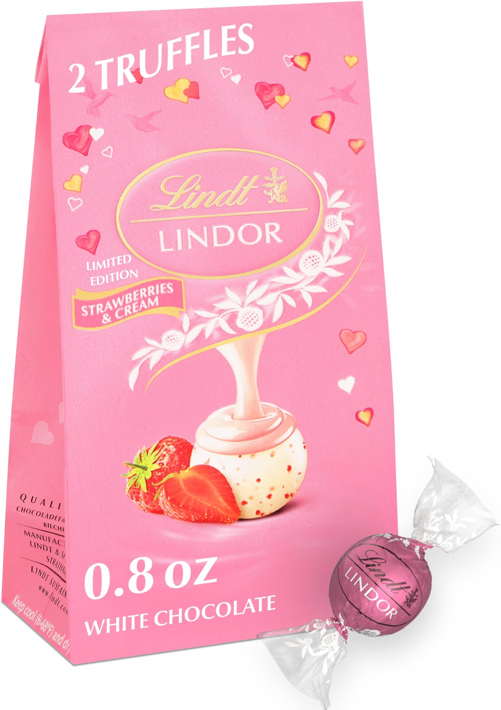 Lindt LINDOR Truffles Strawberries & Cream, Valentine's Day Exclusive Flavor