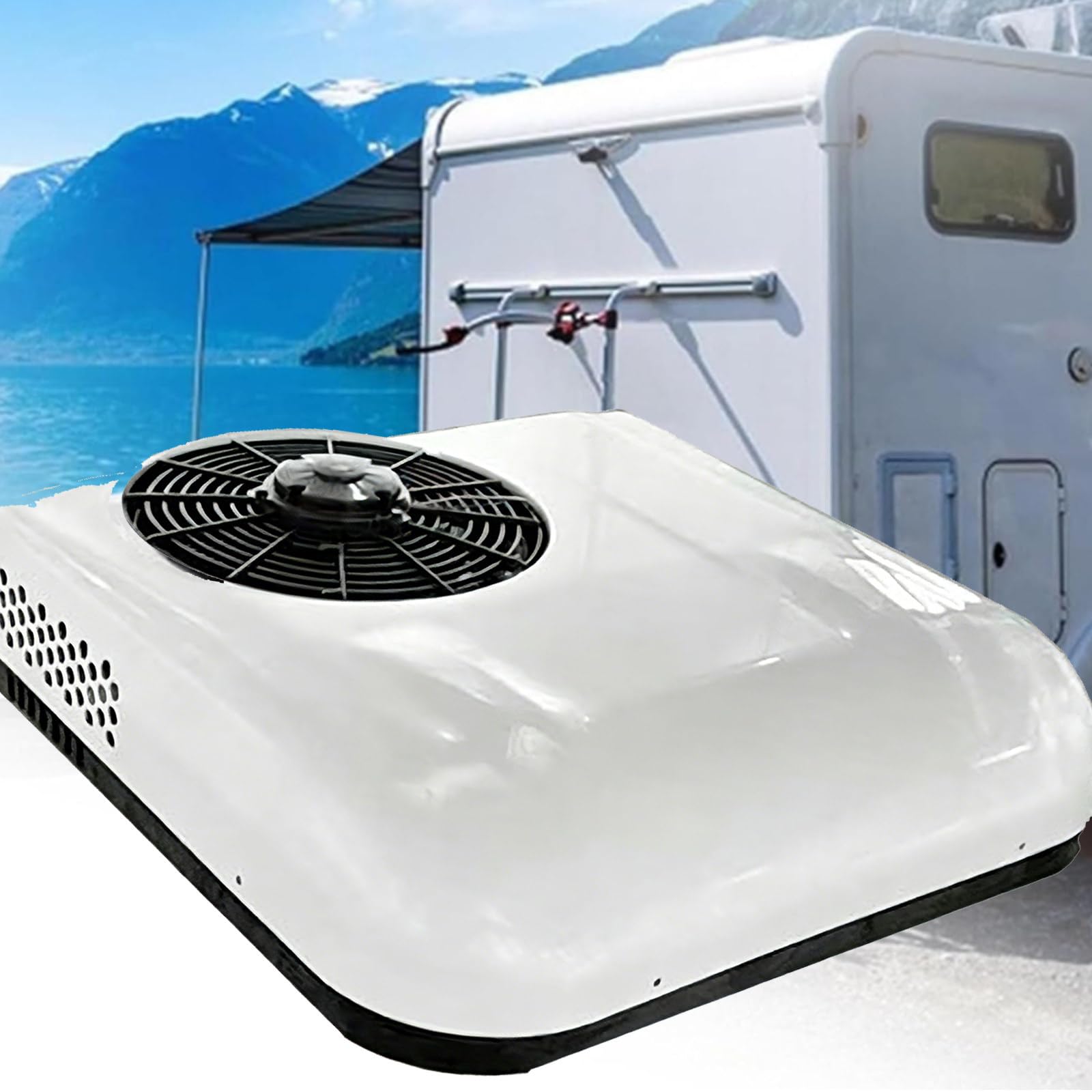 Osnzyc Universal Electric Rooftop Air Conditioner for Campers, Trucks, Buses, Non-Ducted A/C Unit with Cooling Function and Scroll Compressor for Parking Air Conditioning 24V