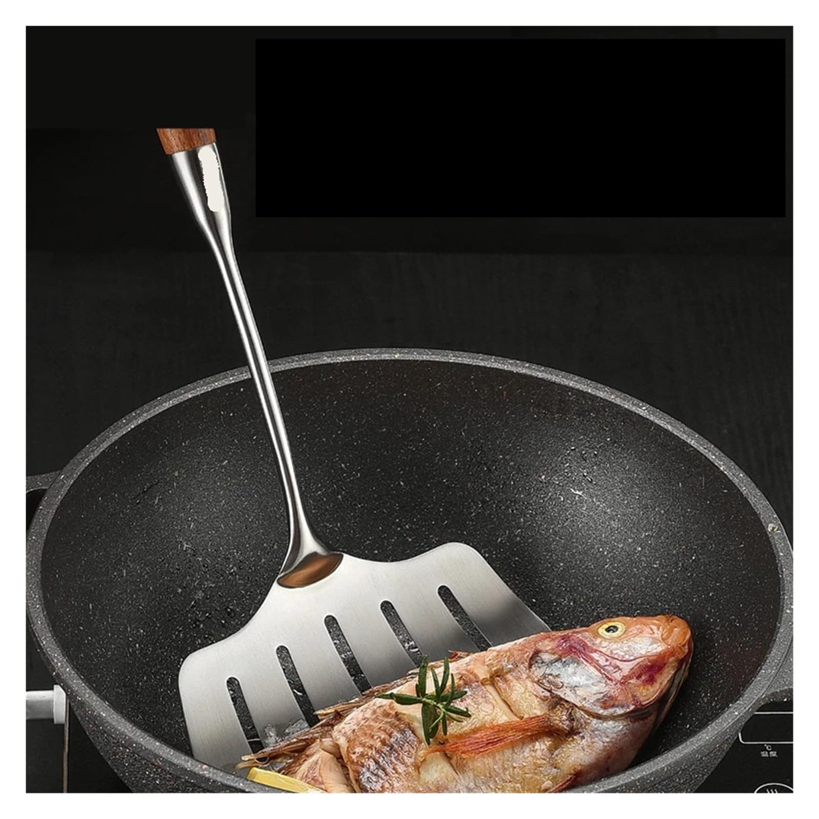 Generisch Edelstahl-Kochspatel, Massivholzgriff und Leckage-Design, Fischwender, Familie, Rührschaufel
