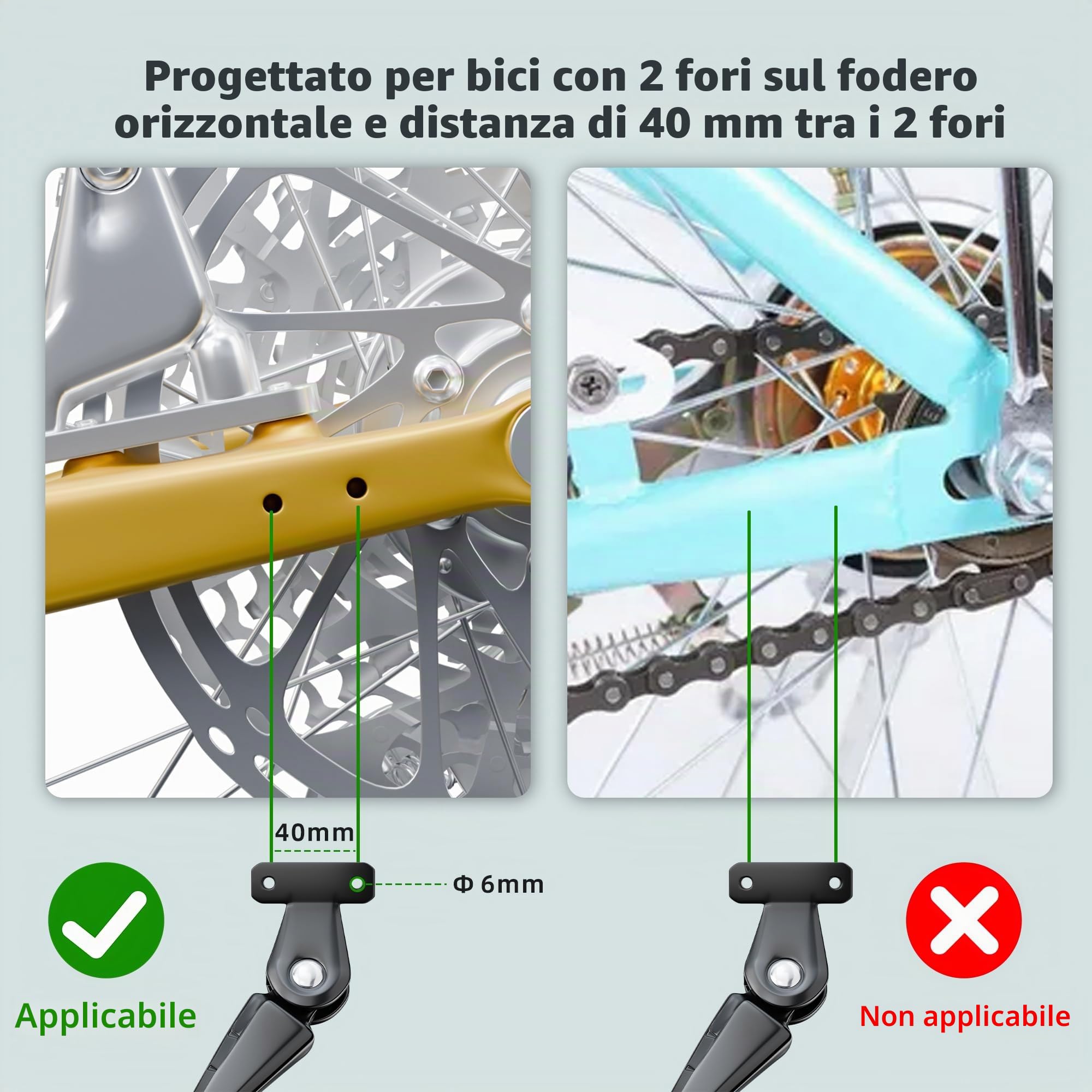 Cavalletto per Bicicletta, con Spaziatura dei Fori di 40 mm/Supporto Universale per Bicicletta, Cavalletto per Bicicletta da 26 a 29 Pollici, Cavalletti per Bicicletta Regolabili