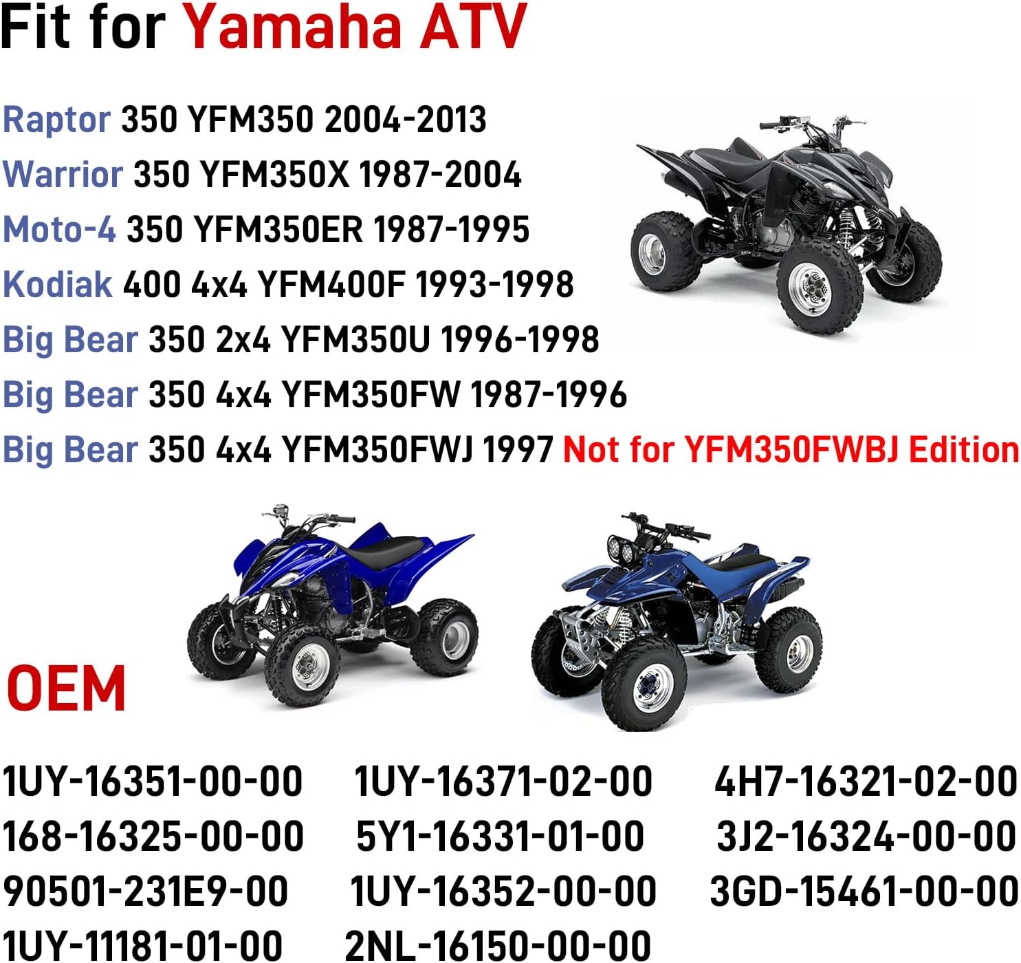 Clutch Kit & Billet CNC Basket Complete Gasket for Yamaha Warrior 350 1987-2004 Raptor 350 2004-2013 Big Bear 350 4x4 1987-1997 Big Bear 350 2x4 1996-1998 Kodiak 400 1993-1998