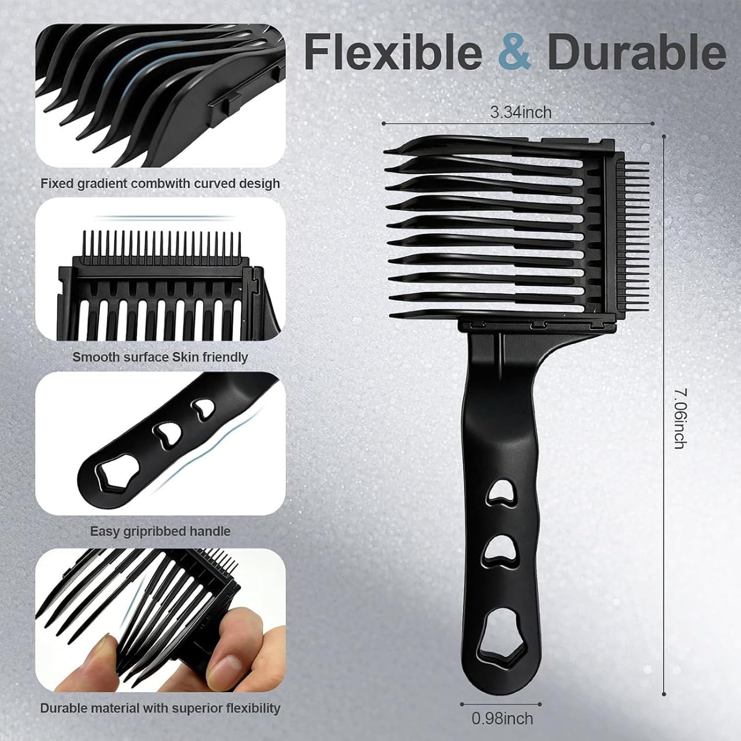 4 in 1 Detachable Fade Comb Set,DIY Home Haircutting Tool with 4 Interchangeable Blending Combs,Zero Experience Needed for Seamless Tapers Texture Styling,Ideal for Barber Salon & Self-Cut (Black) image 5