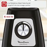 Moulinex Electric Blender Blender, Glass Bowl 1.75 L, Power 800 W, Safe Locking, Ergonomic, Grain Grinder, Smoothies, Crushed ice, Blendforce, Black, LM430810 - 4