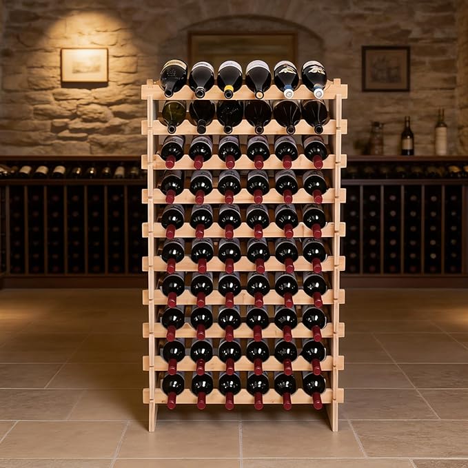 Estante para Vino de Bambú Apilable, 60 Botellas, 10 Niveles, Piso miniatura 8