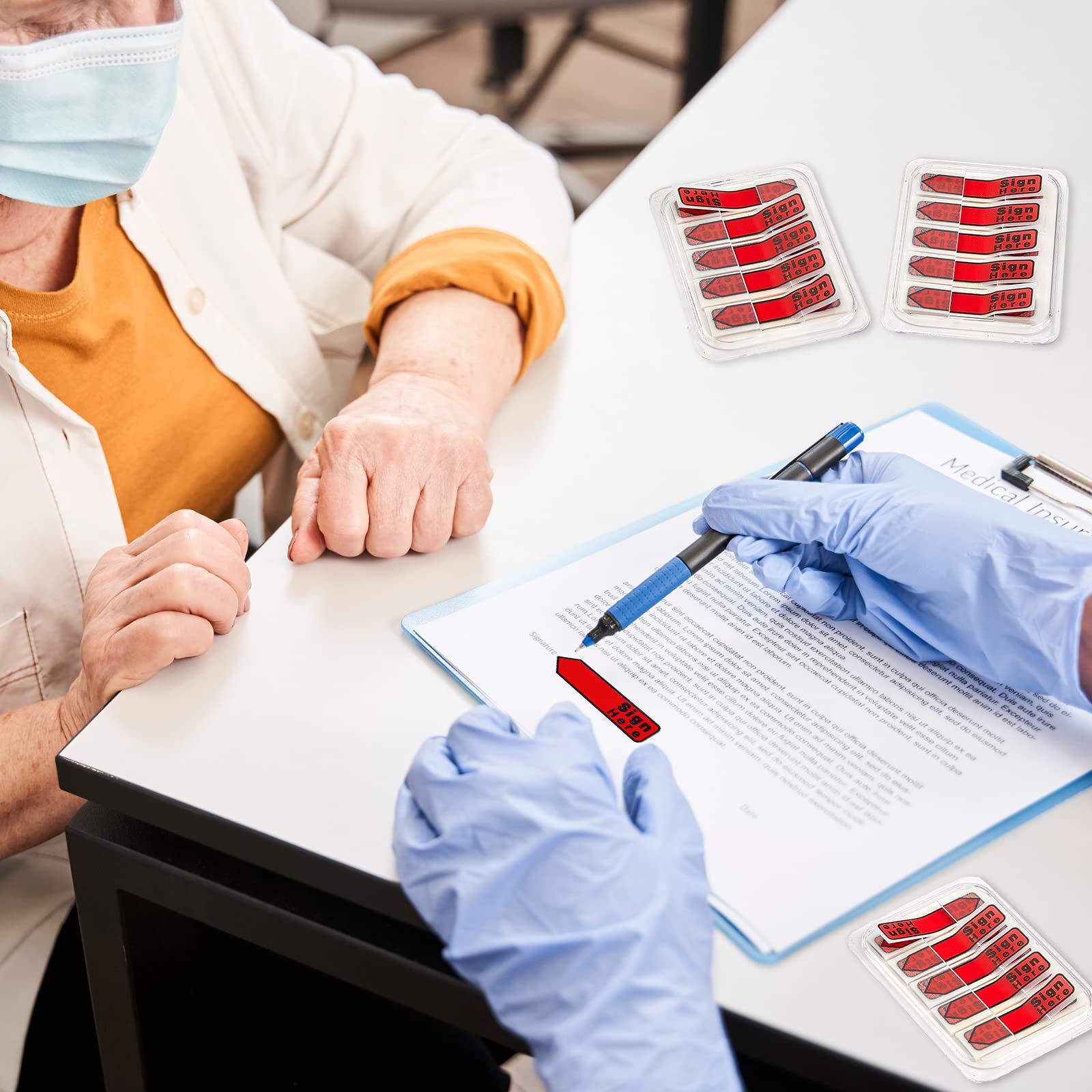 XD4-624Pcs Sign Here Tabs Sign Date Tabs, Sign Here Stickers, 8 Colors Dispenser Arrow Flag Sign Tabs Sign Date Sign Stickers Easy Post Notary Books Paper 12 Pac - View #2