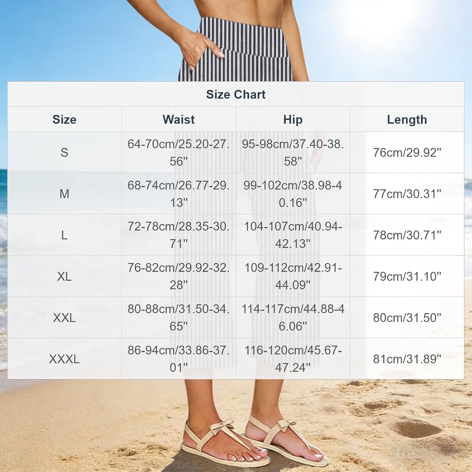 Women's Capri Pants Linen Summer Beach Casual Wide Leg Lounge Palazzo Pant High Waist Striped Trouser with Pockets