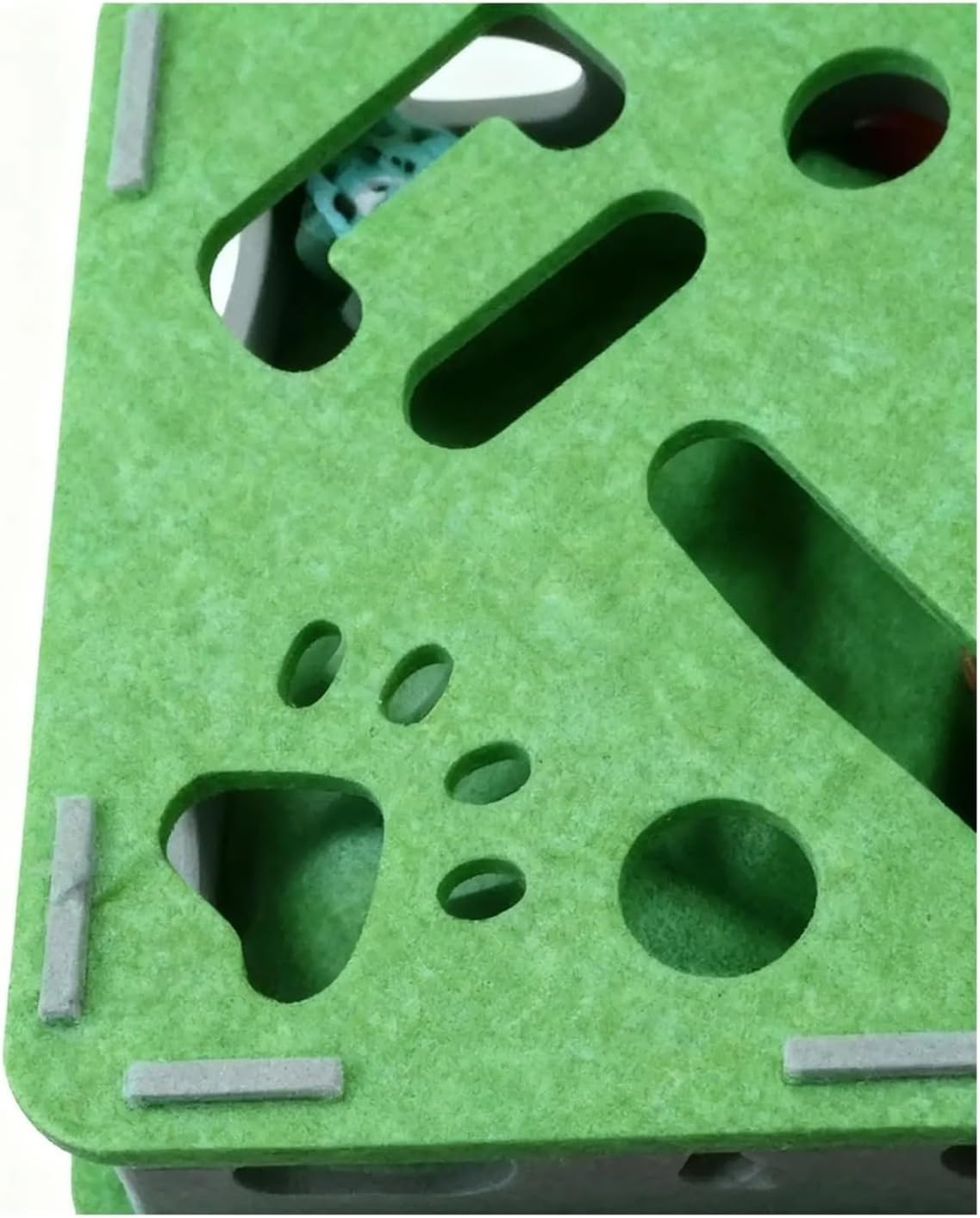 Cat Scratch Puzzle Box - Silent Scratching Board with 2 Bell Balls - Felt Puzzle for Cats and Dogs(Green)