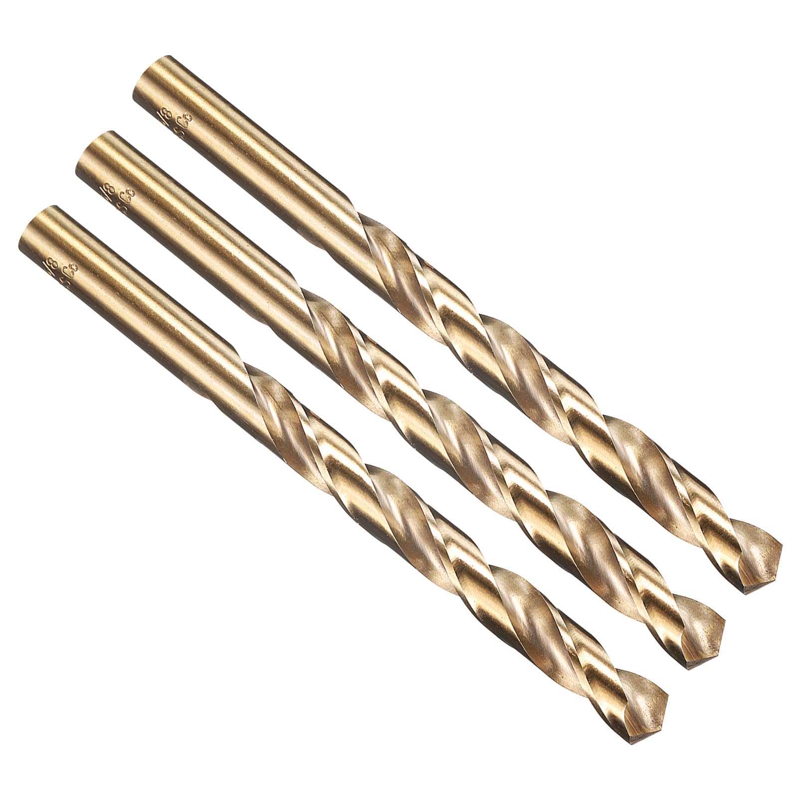 PATIKIL 9.1mm Drill Bit 23/64", M35 Cobalt 5% High-Speed Steel Jobber Straight Shank 135° Gold Finish for Stainless Steel Hard Metal - 3 Pack — image 1