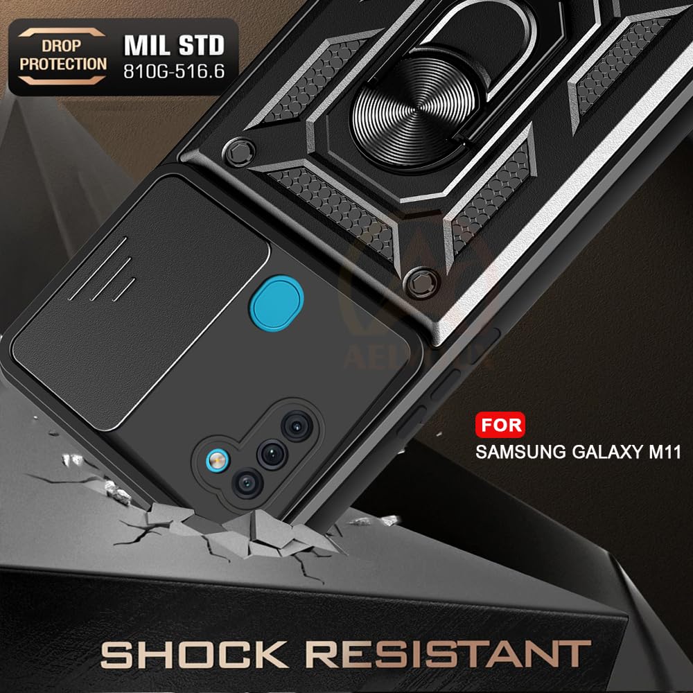Samsung M11 Armor Case - Camera Cover & Kickstand -2