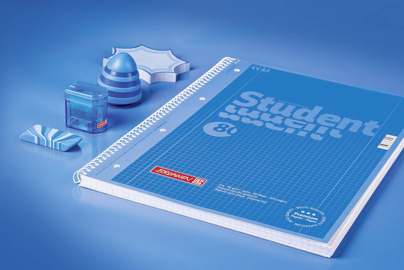 Brunnen 1067928133 Student Colour Code Notepad A4 Squared Line Style 28 90 g/m² 80 Sheets Blue