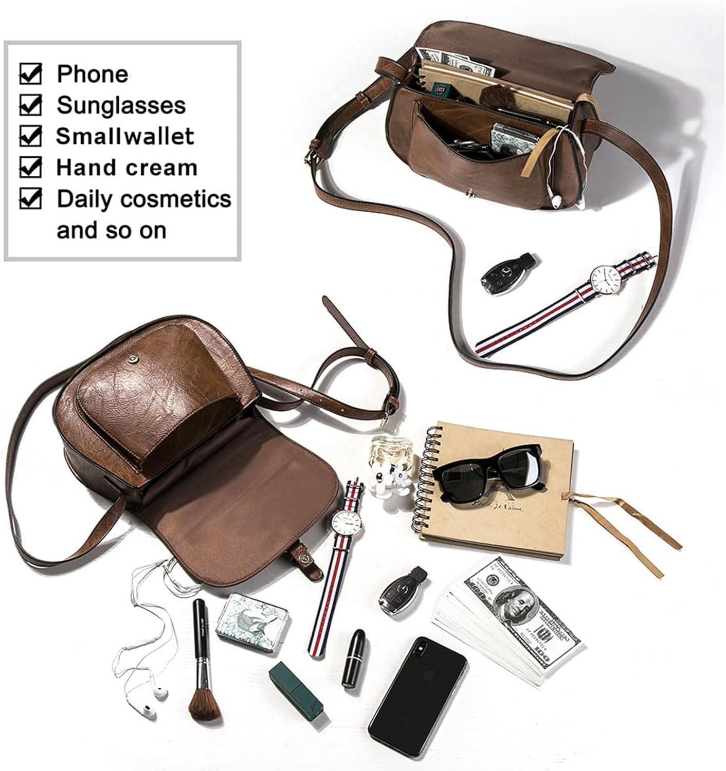AFKOMST Crossbody Saddle Bag and Small Boho Purse for Women Set