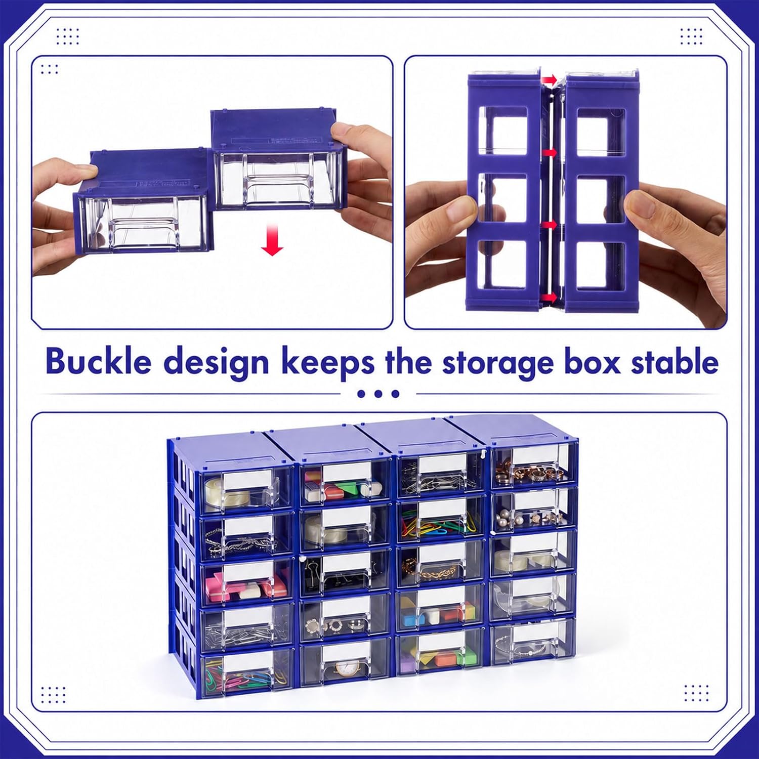 Novabright 30 Pcs Stackable Drawer Storage, 5.51 x 3.62 x 1.73 Inches, Blue