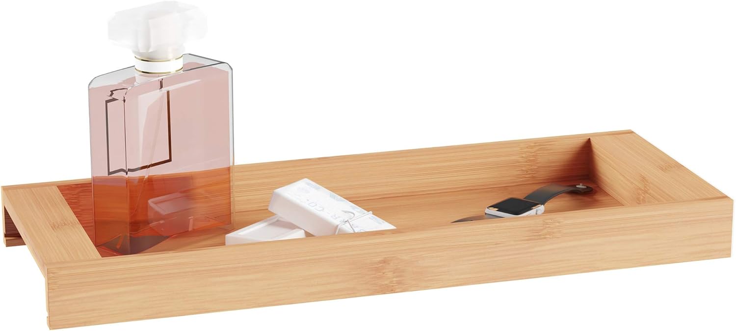 Bamboo Bathroom Vanity Tray-Natural Wood Eco-Friendly Holder for Towels, Toiletries, Cosmetics, Décor and More-Modern Bath Accessories by Lavish Home