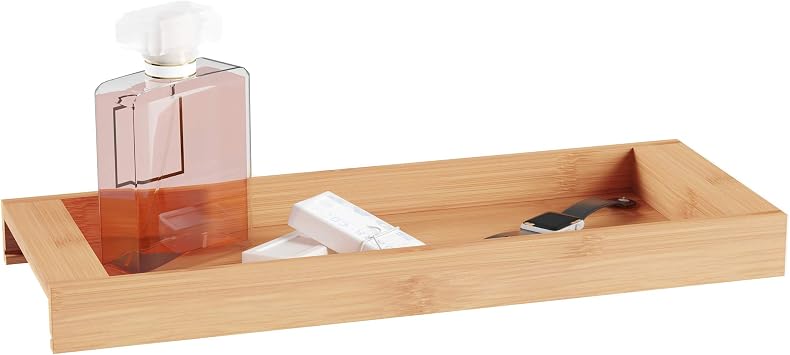 Bamboo Bathroom Vanity Tray-Natural Wood Eco-Friendly Holder for Towels, Toiletries, Cosmetics, Decor and More-Modern Bath Accessories by Lavish Home