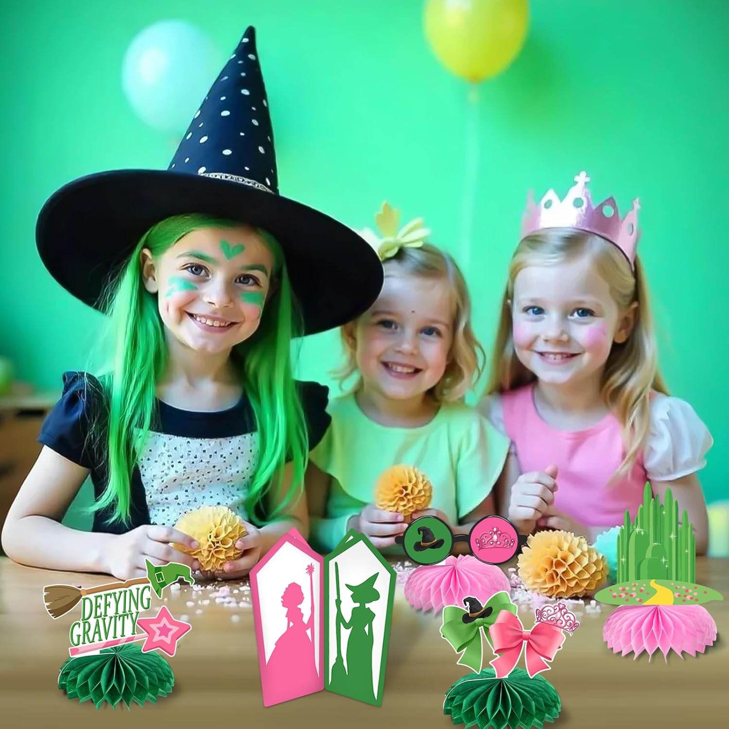 Witch Theme Party Decorations, 10 Pcs Pink and Green Honeycomb Centerpieces Decor Table Toppers for Movie Birthday Witch Party Decorations Supplies - Image 2